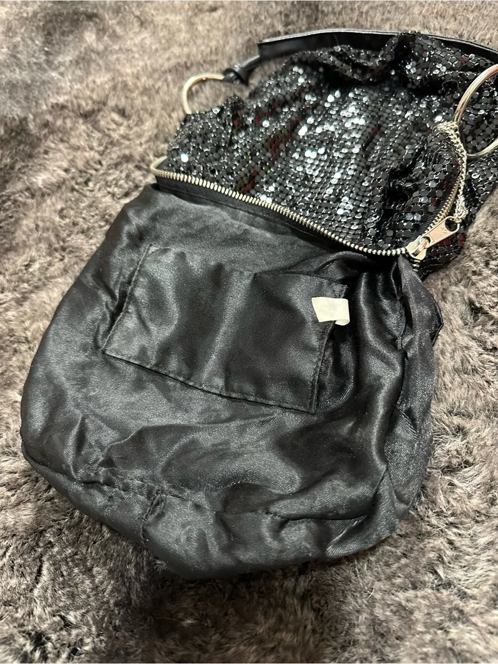 Y2K BEBE Black Metal Mesh Crescent Small Hobo Bag Mcbling Clubbing Bachlorette